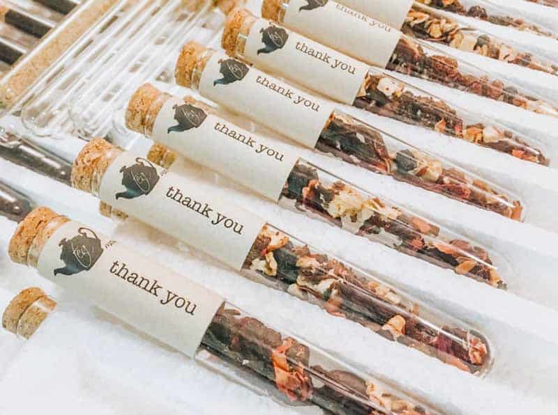 personalized test tube tea wedding favors