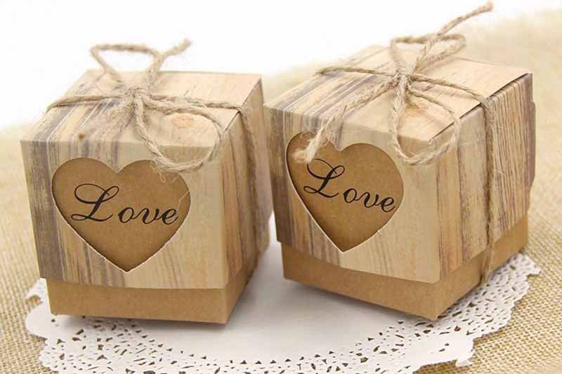 rustic theme wedding favor boxes for door gifts