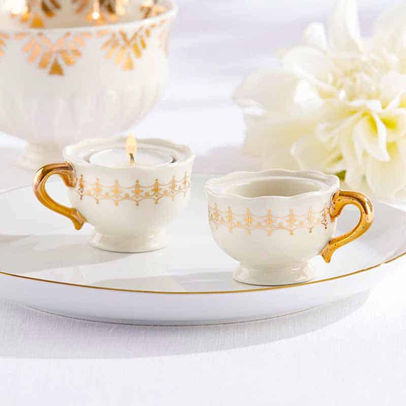 teacup with tea light wedding favours