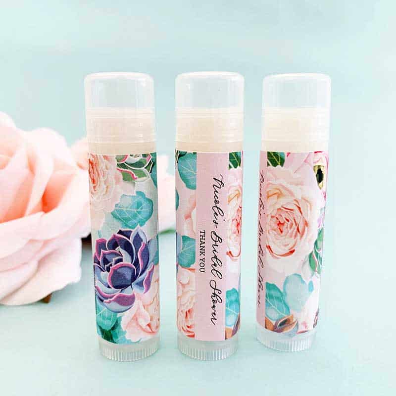 floral lip balm bridal shower favor